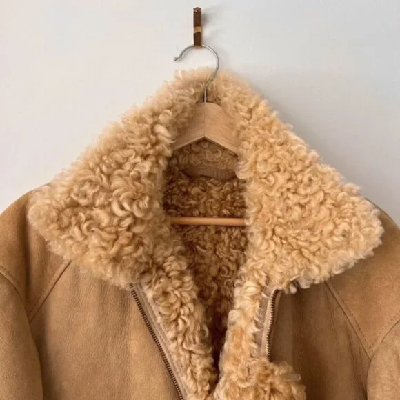 Vintage Suede and Shearling Bomber Jacket